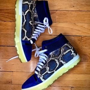 Jimmy Choo Blue Suede & Snakeskin Sneakers